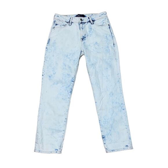 GAP Light Blue Acid Wash Boyfriend High Waist Straight Leg Denim Jeans 4/27 - Picture 2 of 7